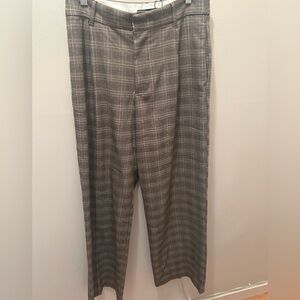 Zara Gray Plaid wide leg Pants